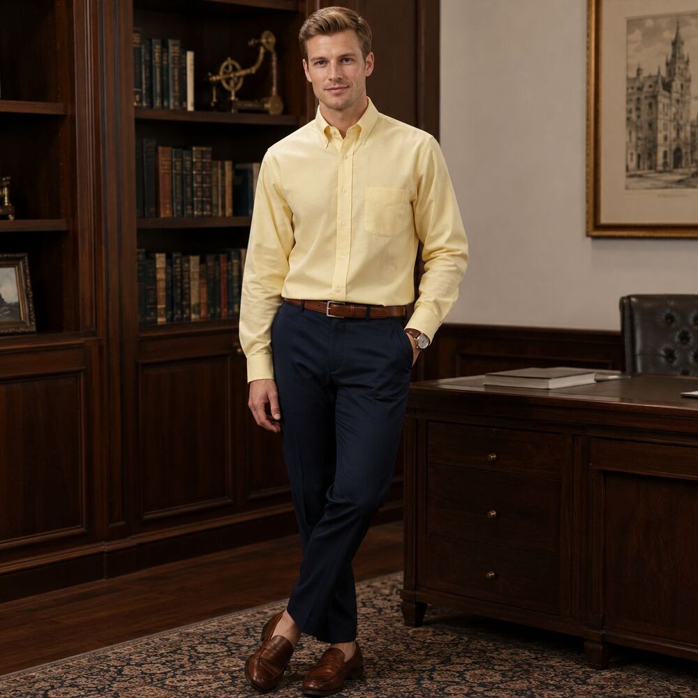 BROOKS BROTHERS EST. 1818 Men's 16-33 Dress Shirt Supima Cotton Yellow